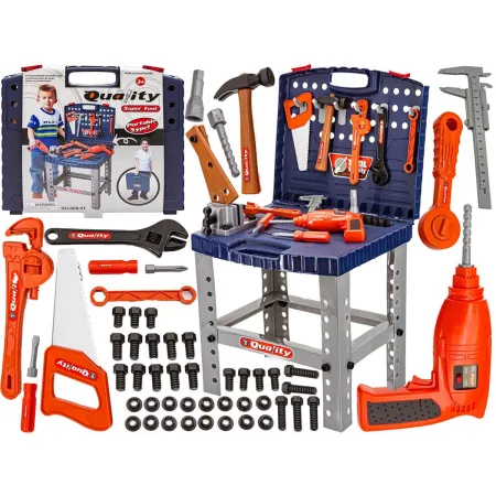 Warsztat stolarski w walizce - wiertarka, klucze, młotek