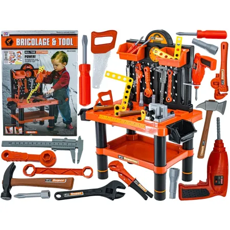 Zestaw Majsterkowicza, Warsztat stolarski - stolik, klucze, piła