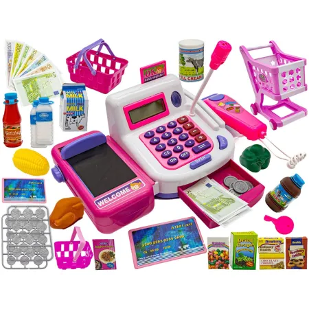 Edukacyjna kasa sklepowa- kalkulator, mikrofon, akcesoria