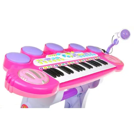 Różowe Organki Keyboard - Stolik, Krzesełko, Mikrofon-1636300