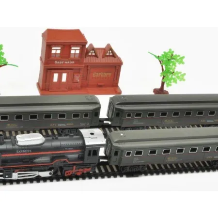 Elektryczna Kolejka - Parowóz + Wagony Pasażerskie-1636449