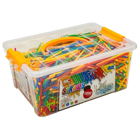 Słomki Konstrukcyjne, Klocki, Patyczki ok. 1200 Sztuk Kuferek-1640816