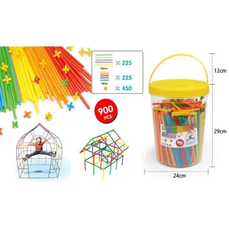 Słomki Konstrukcyjne, Klocki, Patyczki ok. 900 Sztuk Wiaderko-1640856