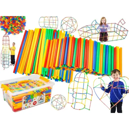 Długie Słomki Konstrukcyjne, Klocki, Patyczki ok. 800 Sztuk Kuferek