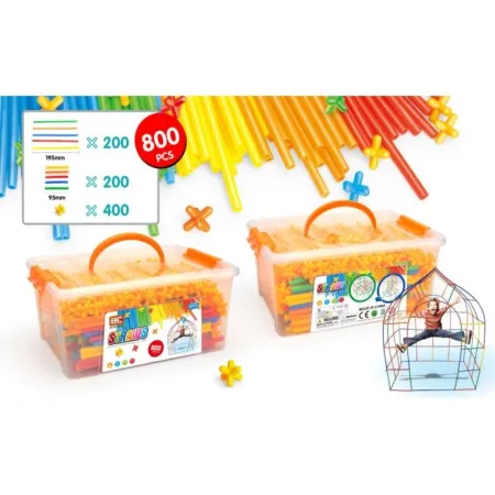 Długie Słomki Konstrukcyjne, Klocki, Patyczki ok. 800 Sztuk Kuferek-1640876