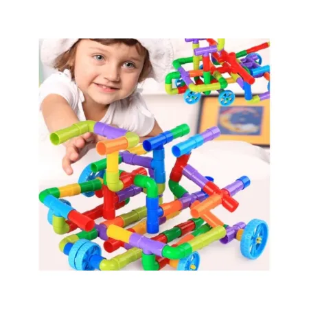 Klocki Słomki Konstrukcyjne, Kolorowy Rurociąg Rury Rurki ok. 340 Elementów-1641094