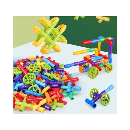 Klocki Słomki Konstrukcyjne, Kolorowy Rurociąg Rury Rurki ok. 340 Elementów-1641095