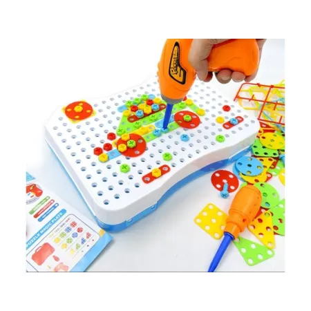 Edukacyjna Układanka,Puzzle,Klocki Kreatywna Mozaika, Wkrętarka 151 El Zestaw Konstrukcyjny-1641186