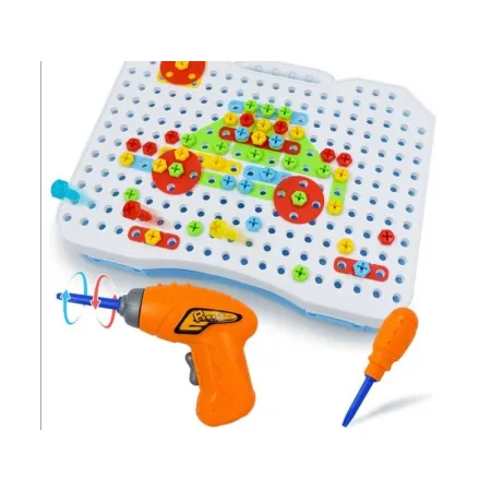 Edukacyjna Układanka,Puzzle,Klocki Kreatywna Mozaika, Wkrętarka 151 El Zestaw Konstrukcyjny-1641196