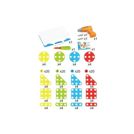 Edukacyjna Układanka,Puzzle,Klocki Kreatywna Mozaika, Wkrętarka 151 El Zestaw Konstrukcyjny-1641198