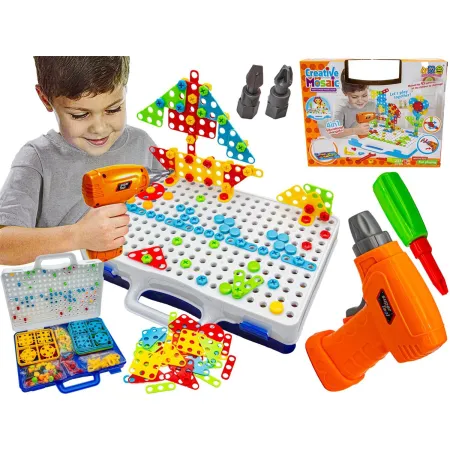 Kreatywna Mozaika, Układanka, Klocki, Wkrętarka Śrubki W Walizce 237 El