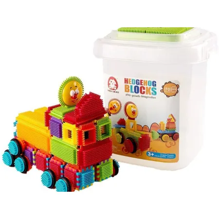 Klocki Konstrukcyjne W Wiaderku, Wafle, Jeżyki, Grzebyki 170 elementów-1641836