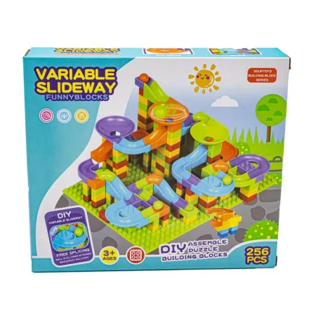 Tor Kulkowy Z Klockami 256 elementów, Kolorowe Klocki-1642185