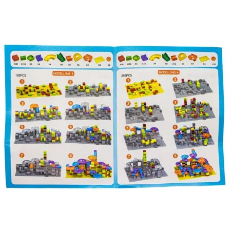 Tor Kulkowy Z Klockami 256 elementów, Kolorowe Klocki-1642187