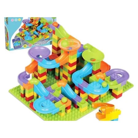 Tor Kulkowy Z Klockami 256 elementów, Kolorowe Klocki-1642195