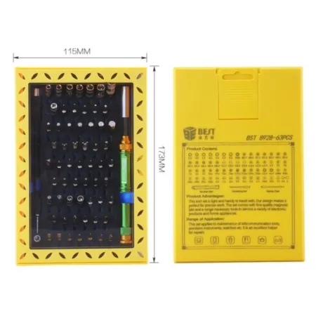 Zestaw Narzędzi Precyzyjnych, Śrubokręt, Wkrętak + Bity 63w1 BST-1642850