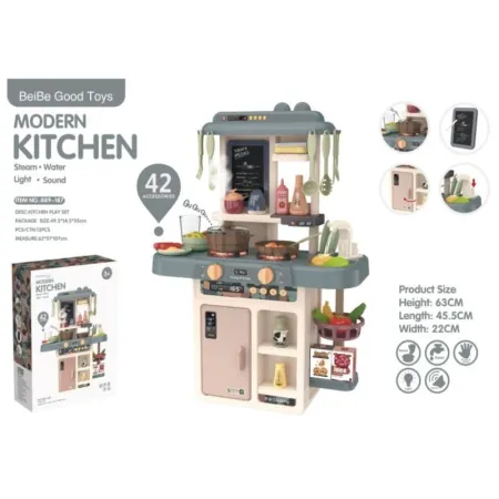 Multifunkcyjna Kuchnia Z Lodówką I Płytą Gazową, Beżowo-Szara-1643224