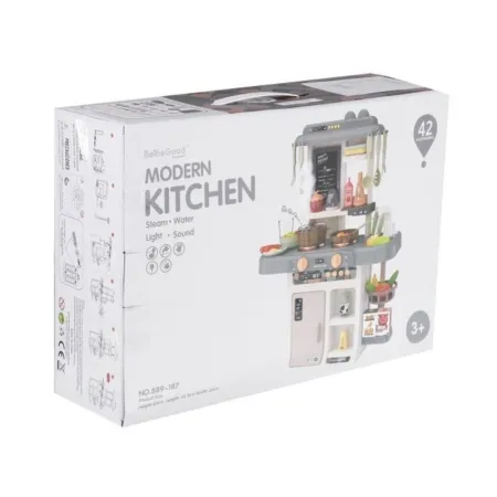 Multifunkcyjna Kuchnia Z Lodówką I Płytą Gazową, Beżowo-Szara-1643228