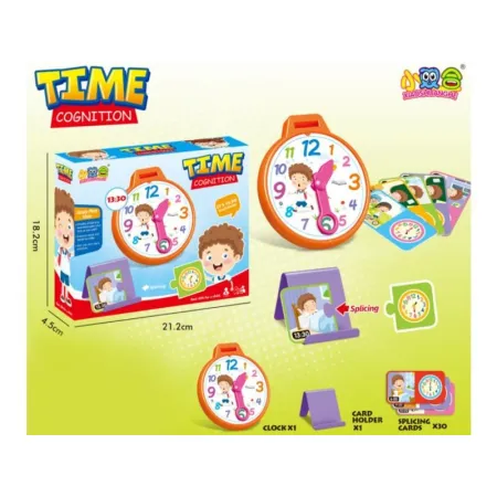 Zegar Do Nauki Godzin + 30 Kart Puzzle Edukacyjna Gra Nauka Godzin-1643257