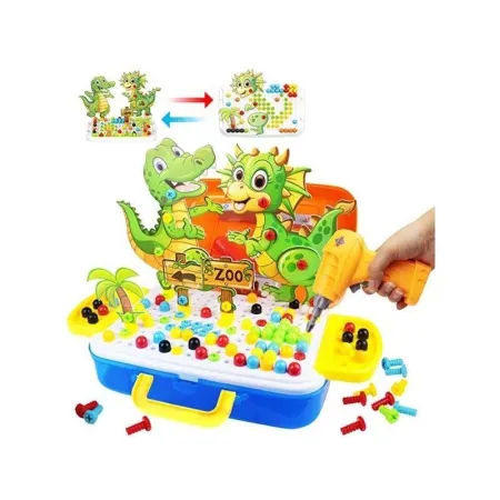 Kreatywna Mozaika W Walizce 251el. Układanka, Klocki + Wkrętarka Dinozaury Zoo Zestaw Konstrukcyjny-1643275