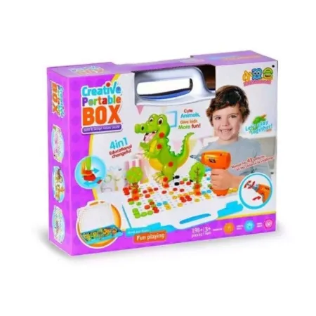 Kreatywna Mozaika ZOO W Walizce 198 el. Układanka 3D, Klocki, Wkrętarka Zestaw Konstrukcyjny-1643278