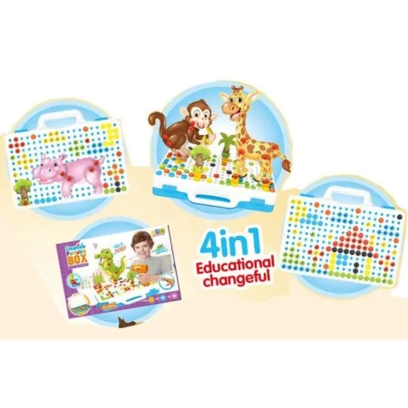 Kreatywna Mozaika ZOO W Walizce 198 el. Układanka 3D, Klocki, Wkrętarka Zestaw Konstrukcyjny-1643281