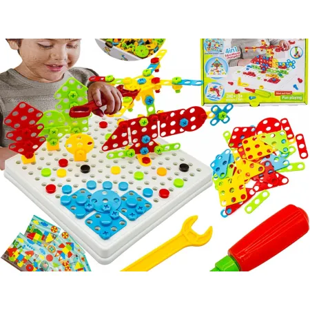 Kreatywna Mozaika 240 el. Układanka 3D, Klocki, Śrubokręt Zestaw Konstrukcyjny