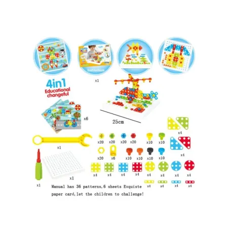 Kreatywna Mozaika 240 el. Układanka 3D, Klocki, Śrubokręt Zestaw Konstrukcyjny-1643295