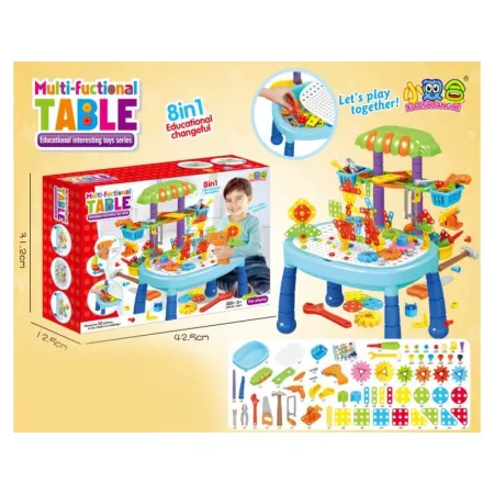 Multifunkcyjny Stolik + Narzędzia, Wkrętarka + Kreatywna Mozaika 355el. Zestaw Konstrukcyjny-1643301