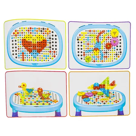 Multifunkcyjny Stolik + Narzędzia, Wkrętarka + Kreatywna Mozaika 355el. Zestaw Konstrukcyjny-1643304