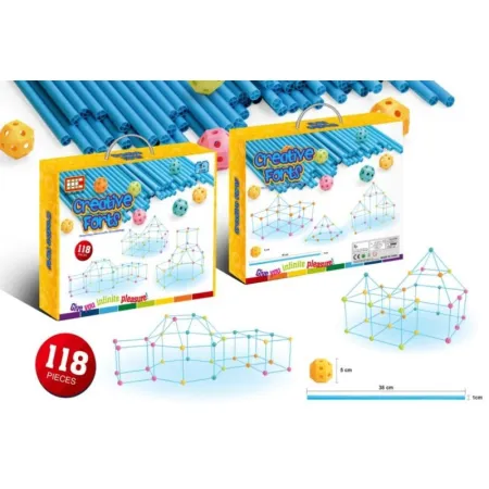 Namiot Baza Fort Słomki Konstrukcyjne, Klocki, Patyczki  ok. 118 Elementów-1643378