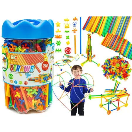 Słomki Konstrukcyjne, Klocki Edukacyjne, Patyczki 560el 3D Nowa Wersja