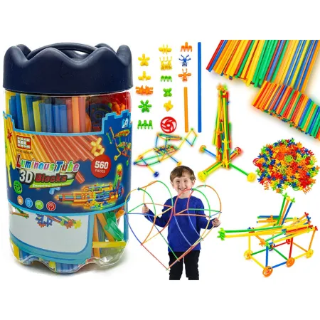 Słomki Konstrukcyjne, Klocki , Patyczki 560el. Świecące W Ciemności, Nowa Wersja 3D