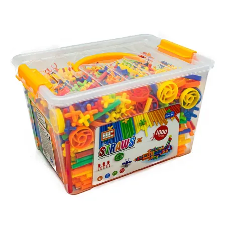 Słomki Konstrukcyjne, Klocki , Patyczki 1000 El, Kuferek, 3D Nowa Wersja-1643426