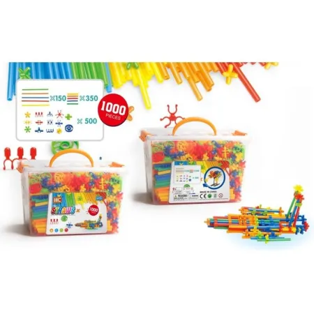 Słomki Konstrukcyjne, Klocki , Patyczki 1000 El, Kuferek, 3D Nowa Wersja-1643433