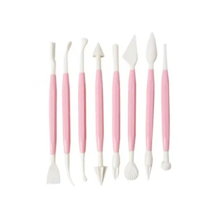 Zestaw 8 Szpatułek, Narzędzia Do Modelowania, Dekorowania, Rzeźbienia, Ceramiki Gliny Ciasta Rękodzieła  RÓŻOWE-1