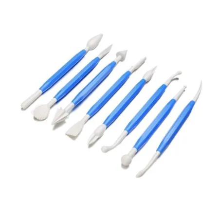 Zestaw 8 Szpatułek, Narzędzia Do Modelowania, Dekorowania, Rzeźbienia, Ceramiki Gliny Ciasta Rękodzieła  NIEBIESKIE