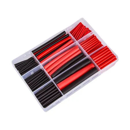 Zestaw 270 sztuk Koszulki, rurki termokurczliwe CZARNE I CZERWONE Rozmiary
