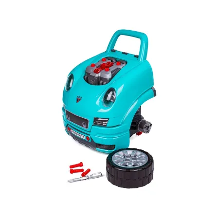 Zestaw Mechanika, Samochód Auto Silnik Do Rozkręcania, Warsztat 61 Elementów, Niebieski Porsche-1644165