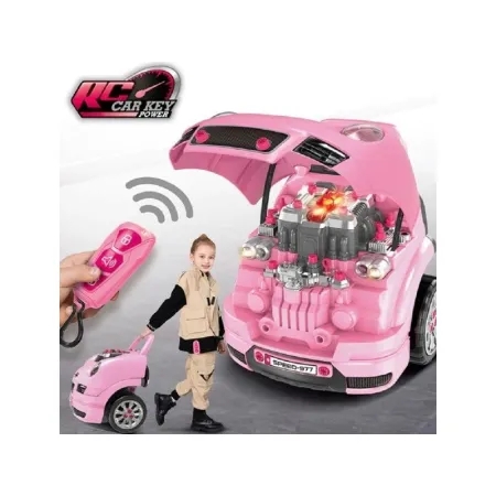 Zestaw Mechanika, Samochód Auto Silnik Do Rozkręcania, Warsztat 61 Elementów, Różowe Porsche-1644173