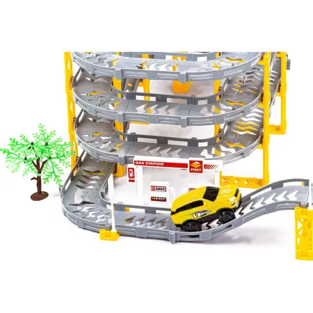 Duży Tor Samochodowy Wyścigowy Parking Garaż  236 Elementów Elektryczny Wielopoziomowy-1644213