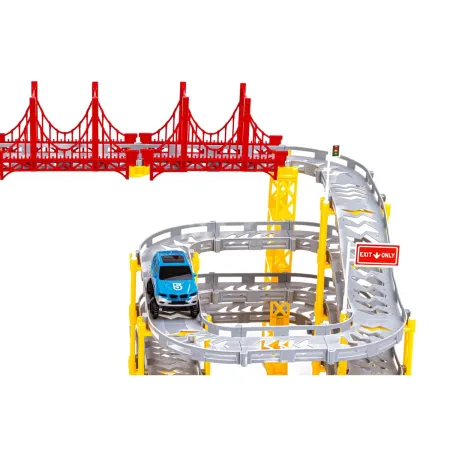 Duży Tor Samochodowy Wyścigowy Parking Garaż  236 Elementów Elektryczny Wielopoziomowy-1644214