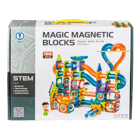 Klocki Magnetyczne, Tor Kulkowy Dla Kulek 188 Elementy Kulodrom-1644363
