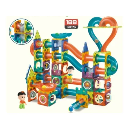 Klocki Magnetyczne, Tor Kulkowy Dla Kulek 188 Elementy Kulodrom-1644369