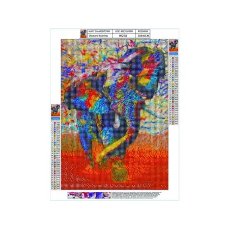 Haft Diamentowy, Obraz, Mozaika Diamentowa Diamond Painting, SŁOŃ - KOLOR 30x40cm-1644536