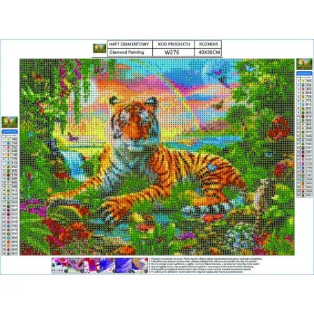 Haft Diamentowy, Obraz, Mozaika Diamentowa Diamond Painting, TYGRYS 40x30cm-1644540