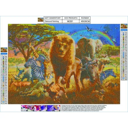 Haft Diamentowy, Obraz, Mozaika Diamentowa Diamond Painting, ZWIERZĘTA AFRYKI 40x30cm-1644544