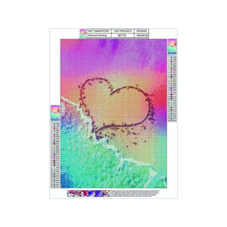 Haft Diamentowy, Obraz, Mozaika Diamentowa Diamond Painting, PLAŻA - SERCE 30x40cm-1644574