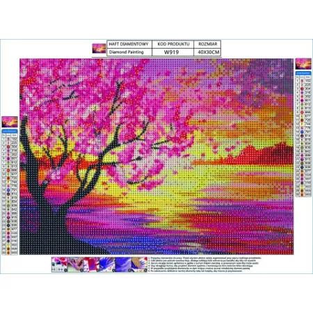 Haft Diamentowy, Obraz, Mozaika Diamentowa Diamond Painting, DRZEWO WIOSNĄ 40x30cm-1644598