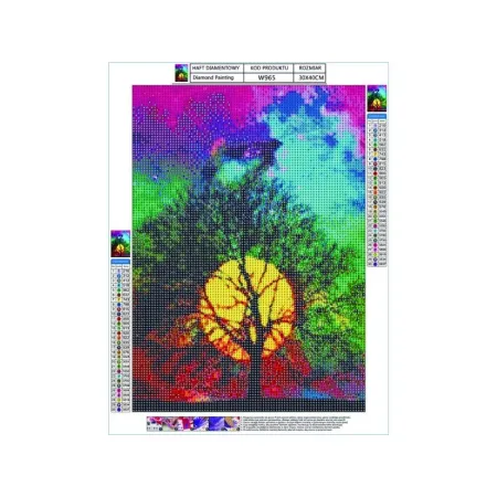 Haft Diamentowy, Obraz, Mozaika Diamentowa Diamond Painting, DRZEWO - NIEBO NOCĄ 30x40cm-1644610